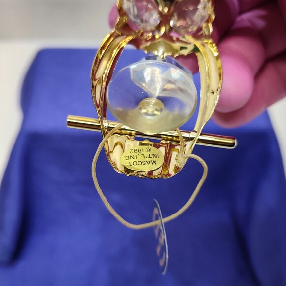 Crystal Delight 24K Gold Plated Owl Suncatcher Austrian Crystals Suction Cup VTG - Picture 6 of 8